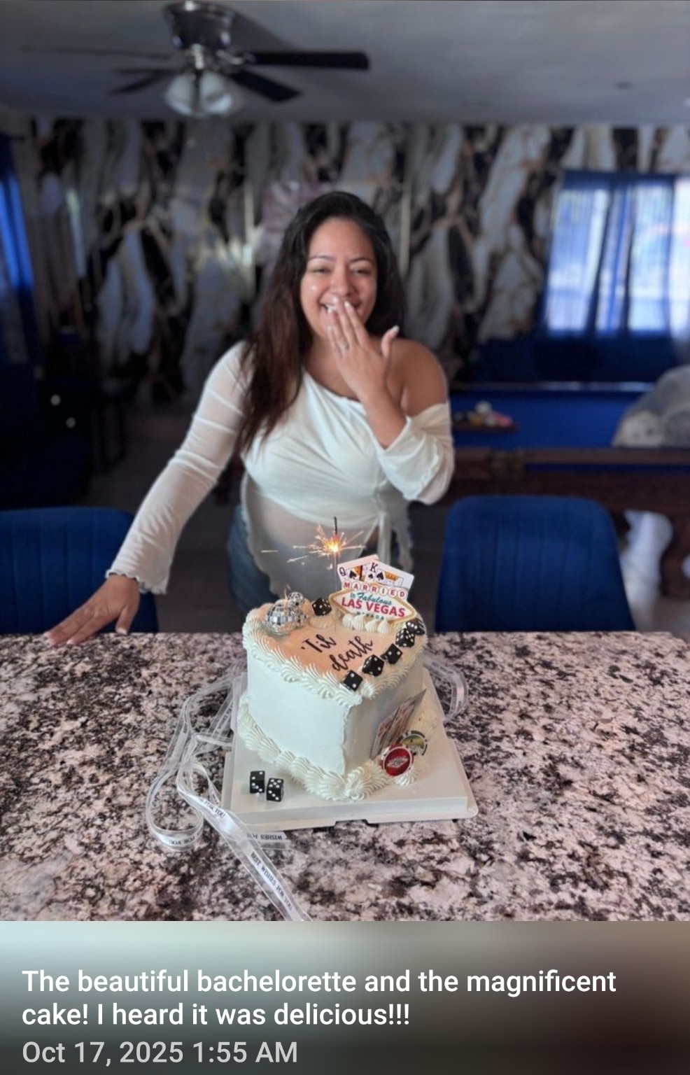Client celebrating with cake