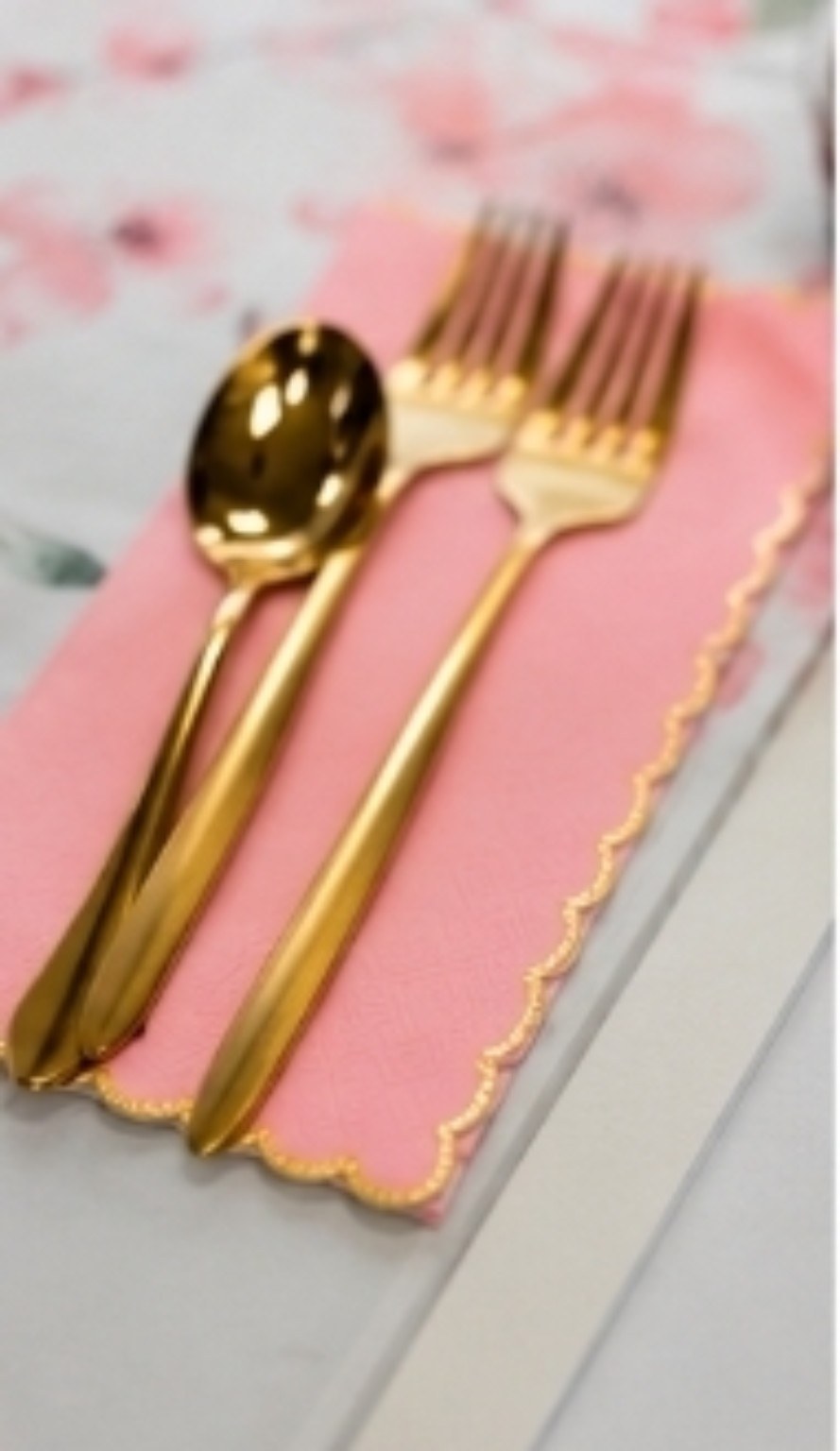Pink and gold tasting suite place setting